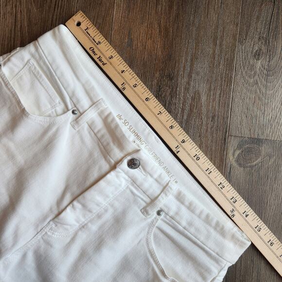 CHICO'S White So Slimming Girlfriend PATCHWORK Ankle Jeans Small - Picture 9 of 10